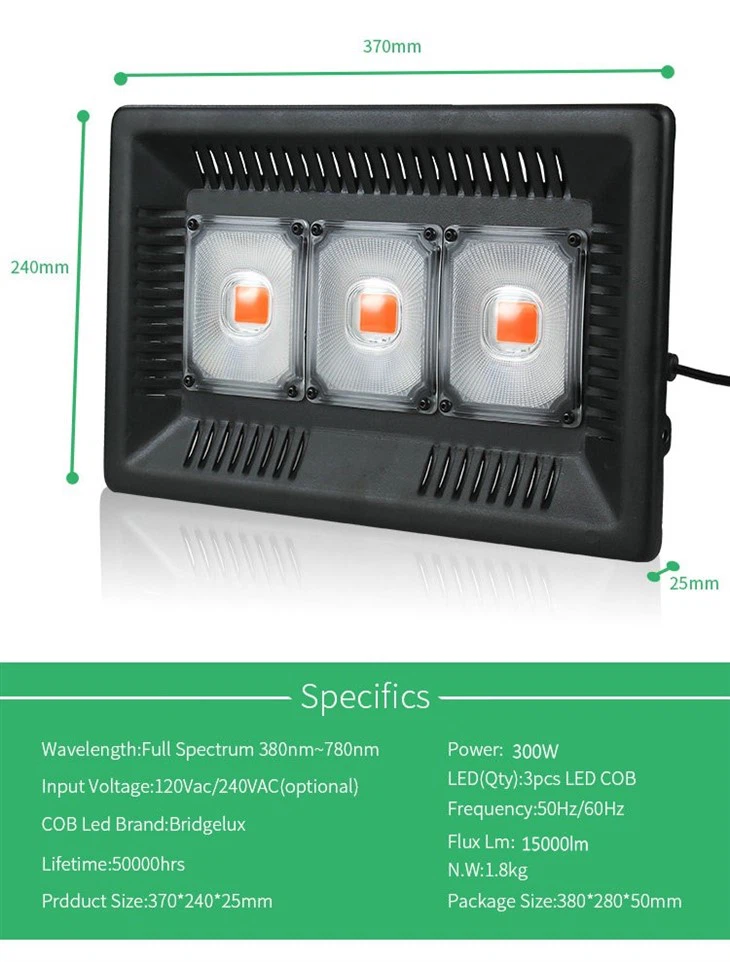 150w led cob grow light  size