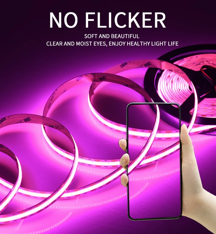Roze kleur COB LED-stripverlichting