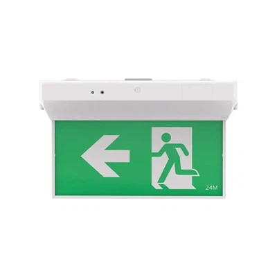 Groen uitgangsbord met noodverlichting